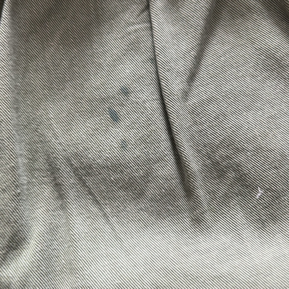 Olive Green Fabric vintage military fatigues, flaws and all, small size